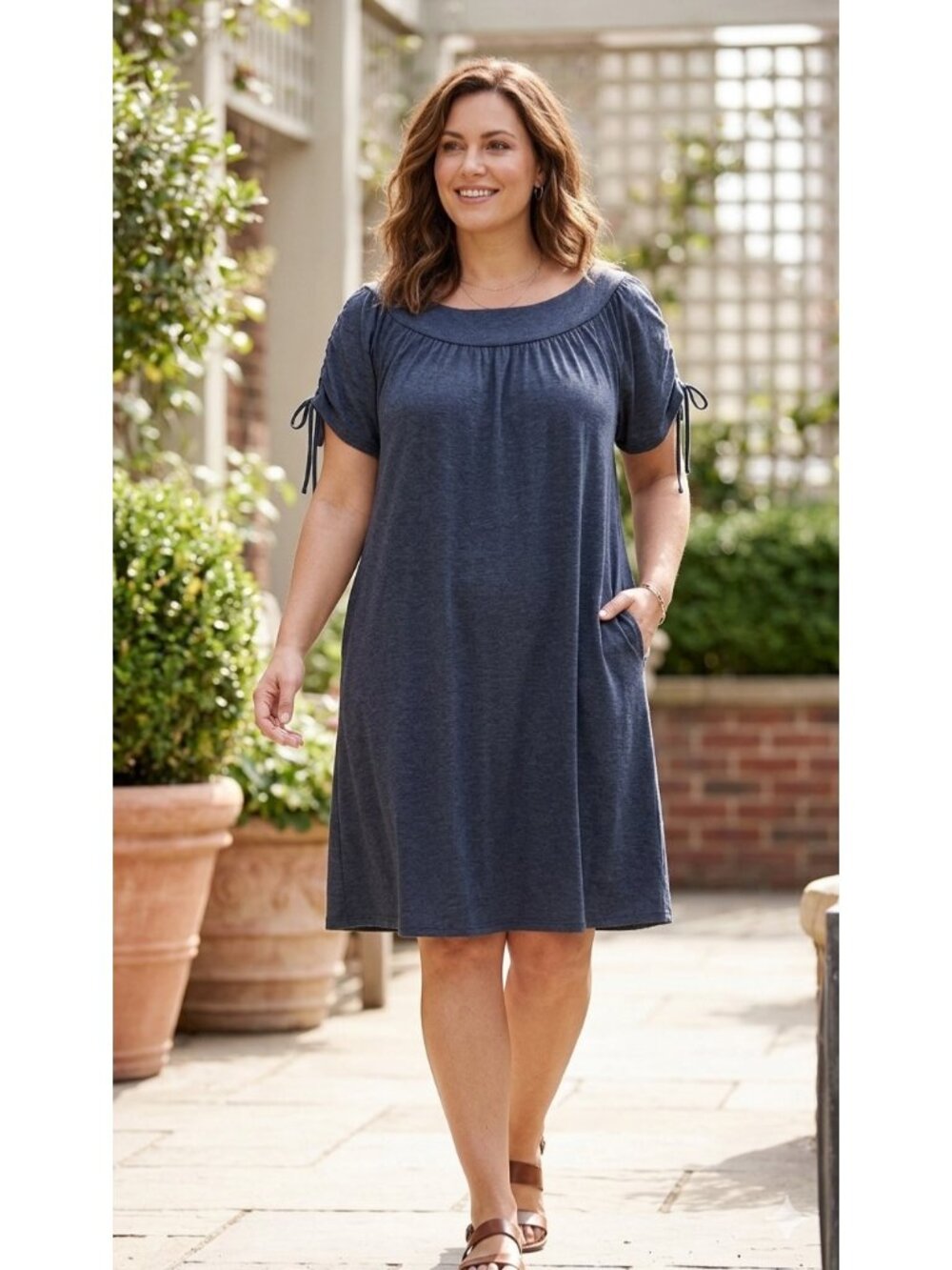 Lane Bryant Tee Shirt Midi Dress Blue Size 26/28 NWT Summer Minimalist Vacation